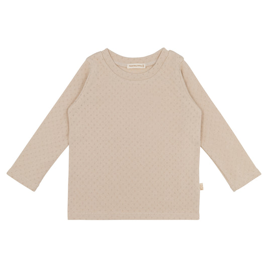 Langarm-Pointelle-Beige