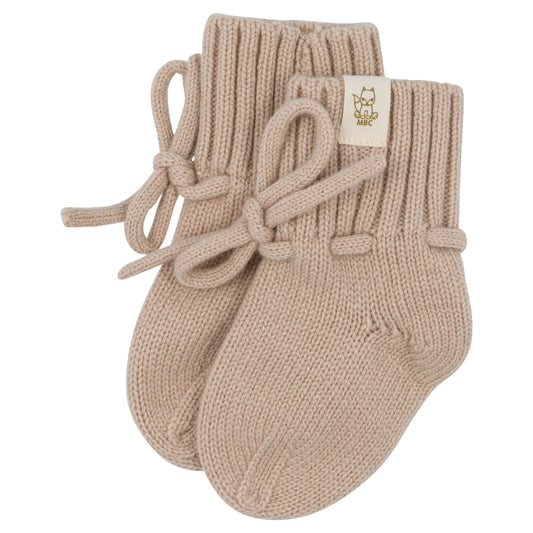 wollen baby slofjes Latte kleur