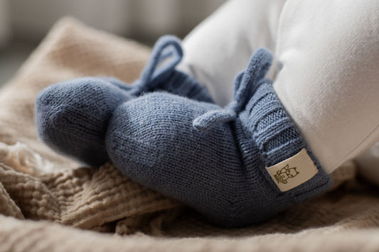 Babyschuhe aus Merinowolle Denim